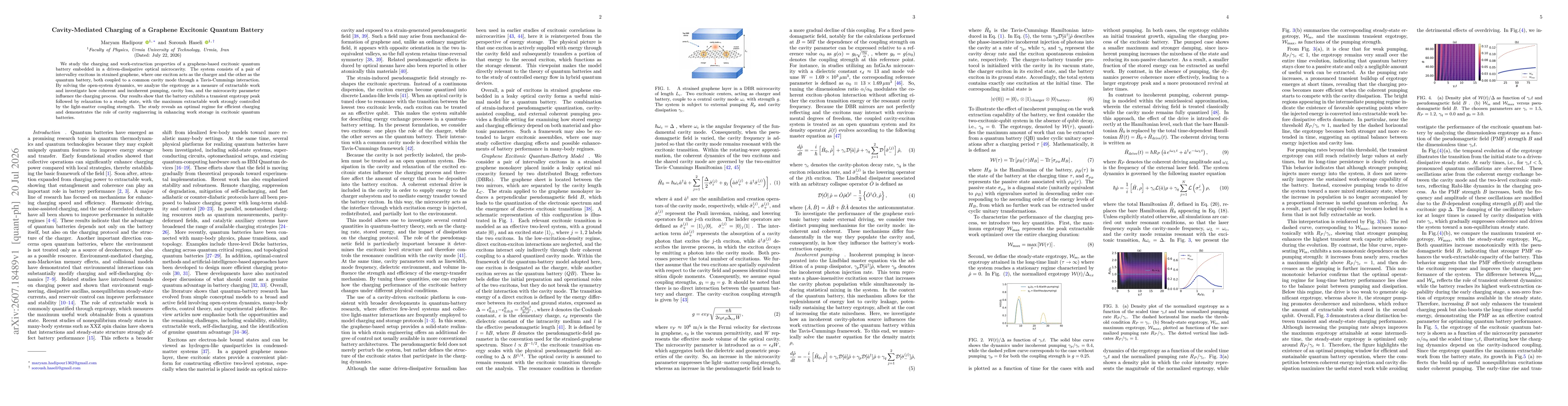 Thumbnail for Cavity-Mediated Charging of a Graphene Excitonic Quantum Battery