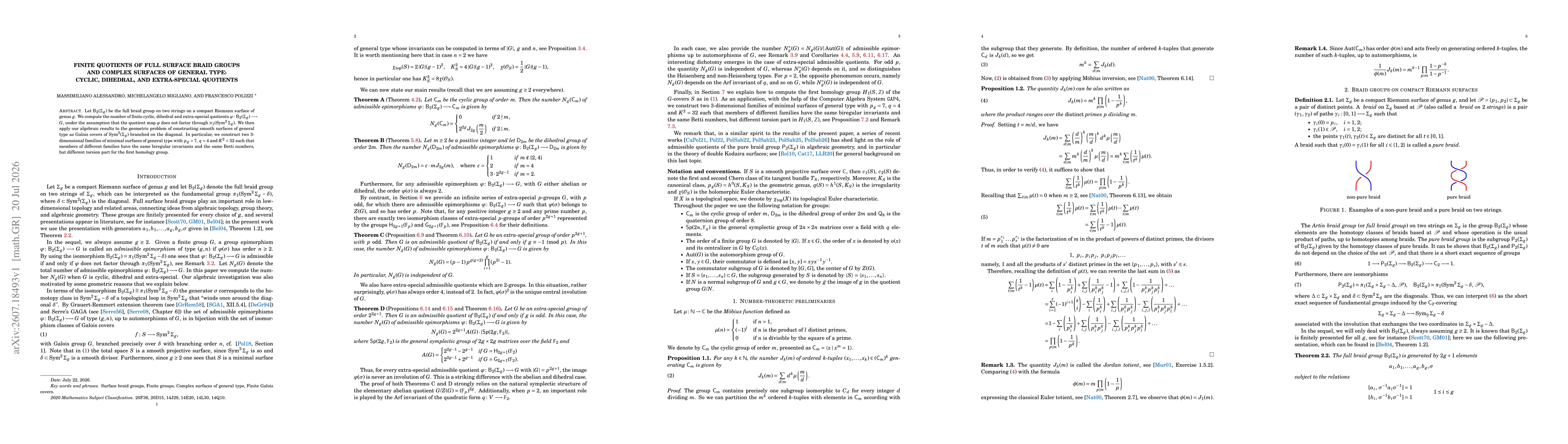 Thumbnail for Finite quotients of full surface braid groups and complex surfaces of general type: cyclic, dihedral, and extra-special quotients