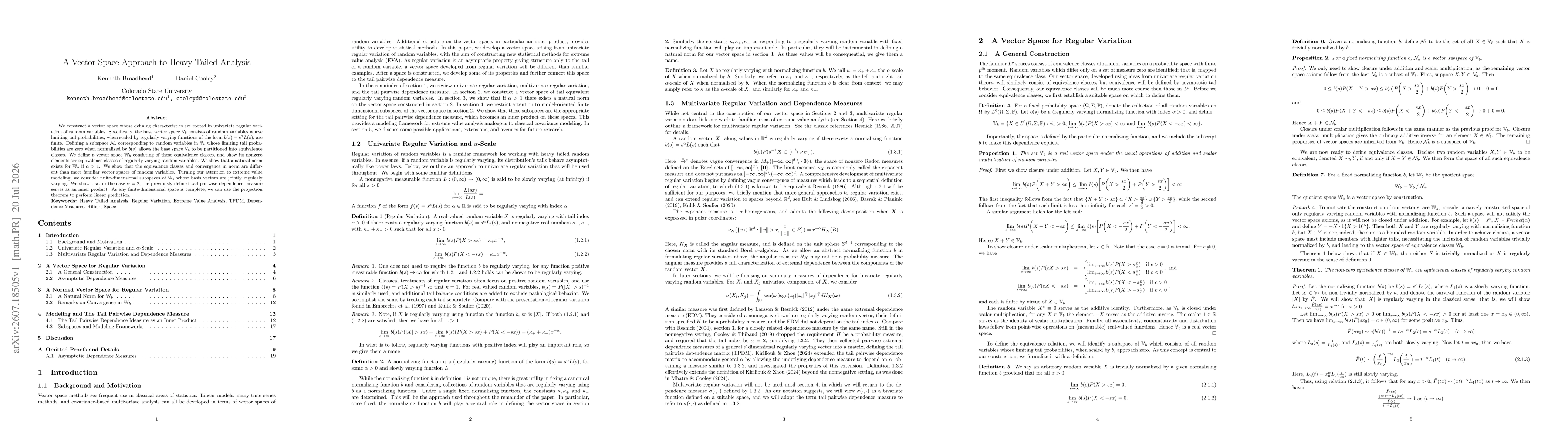 Thumbnail for A Vector Space Approach to Heavy Tailed Analysis