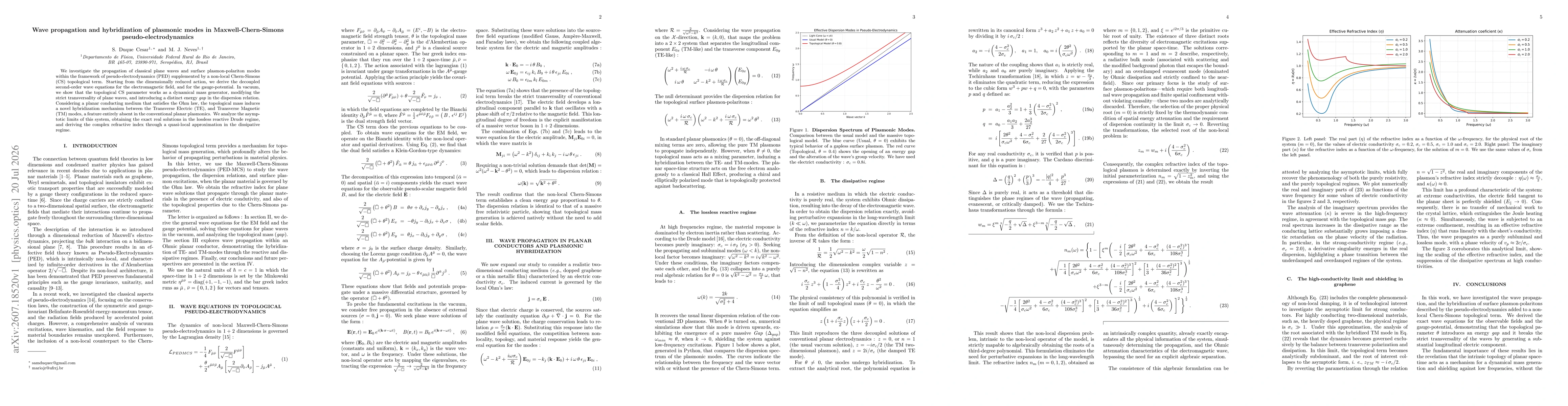 Thumbnail for Wave propagation and hybridization of plasmonic modes in Maxwell-Chern-Simons pseudo-electrodynamics