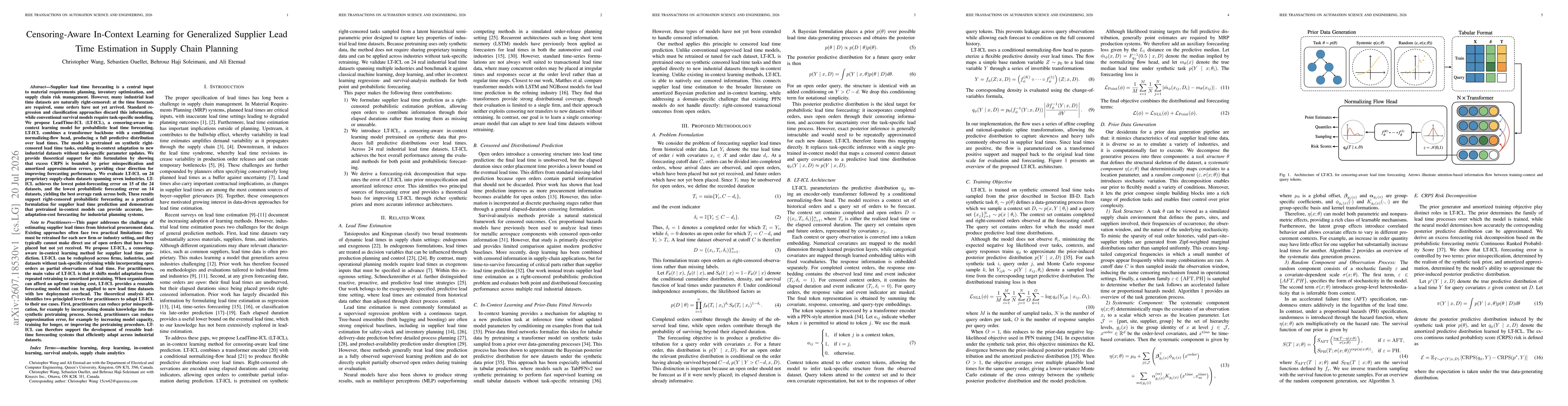 Thumbnail for Censoring-Aware In-Context Learning for Generalized Supplier Lead Time Estimation in Supply Chain Planning
