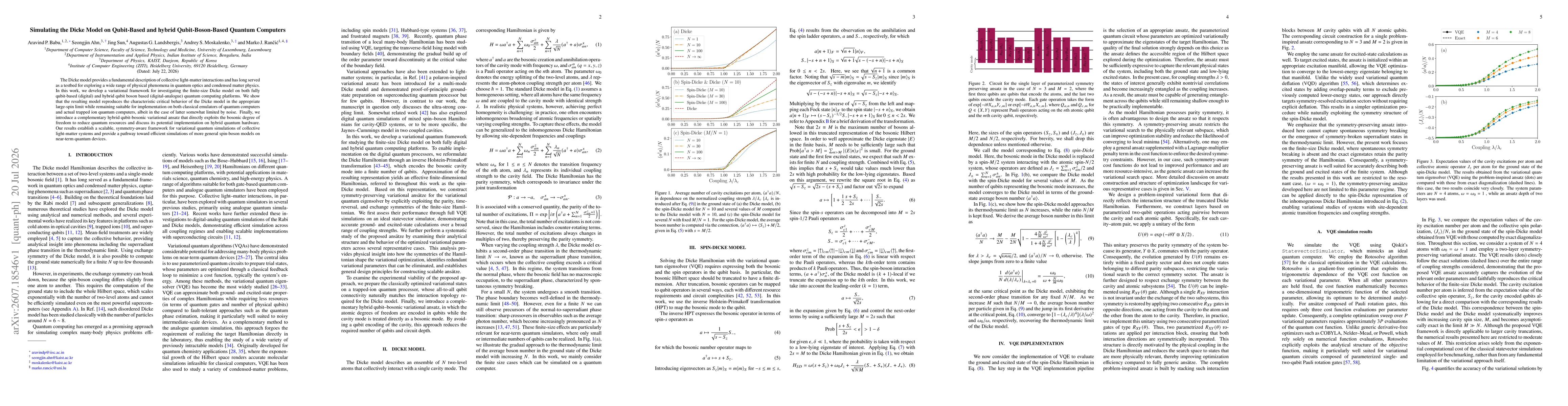Thumbnail for Simulating the Dicke Model on Qubit-Based and hybrid Qubit-Boson-Based Quantum Computers