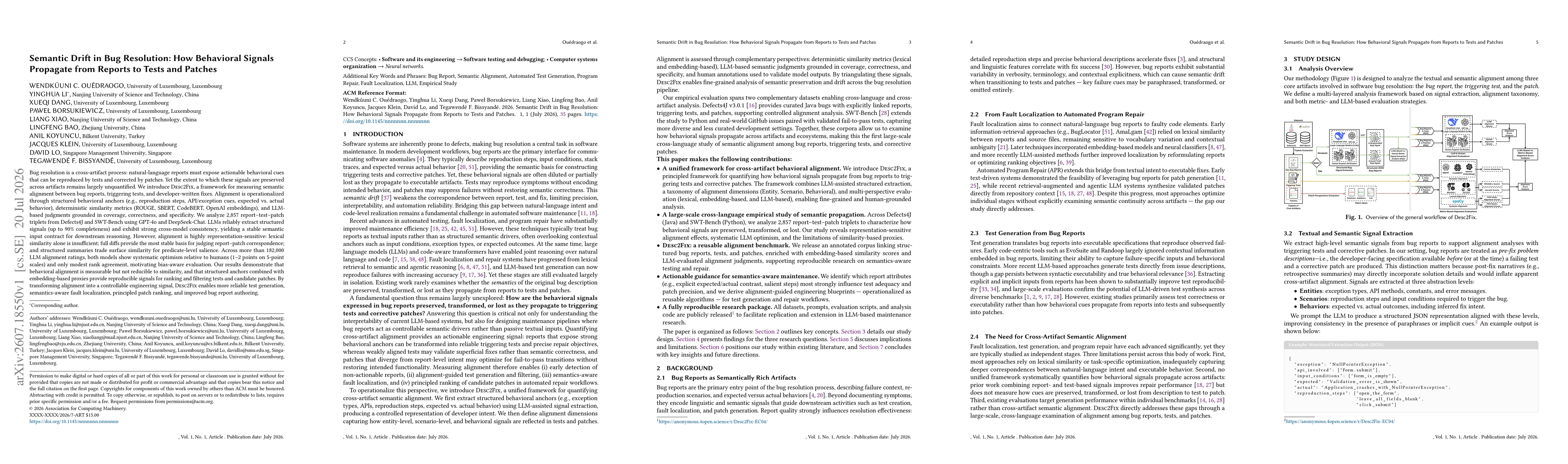 Thumbnail for Semantic Drift in Bug Resolution: How Behavioral Signals Propagate from Reports to Tests and Patches