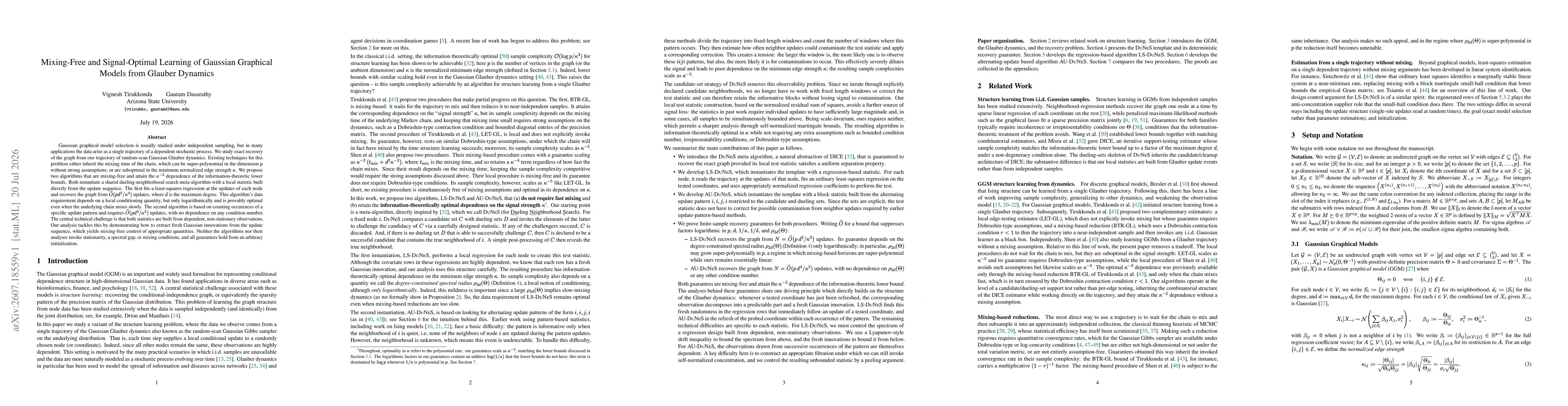 Thumbnail for Mixing-Free and Signal-Optimal Learning of Gaussian Graphical Models from Glauber Dynamics