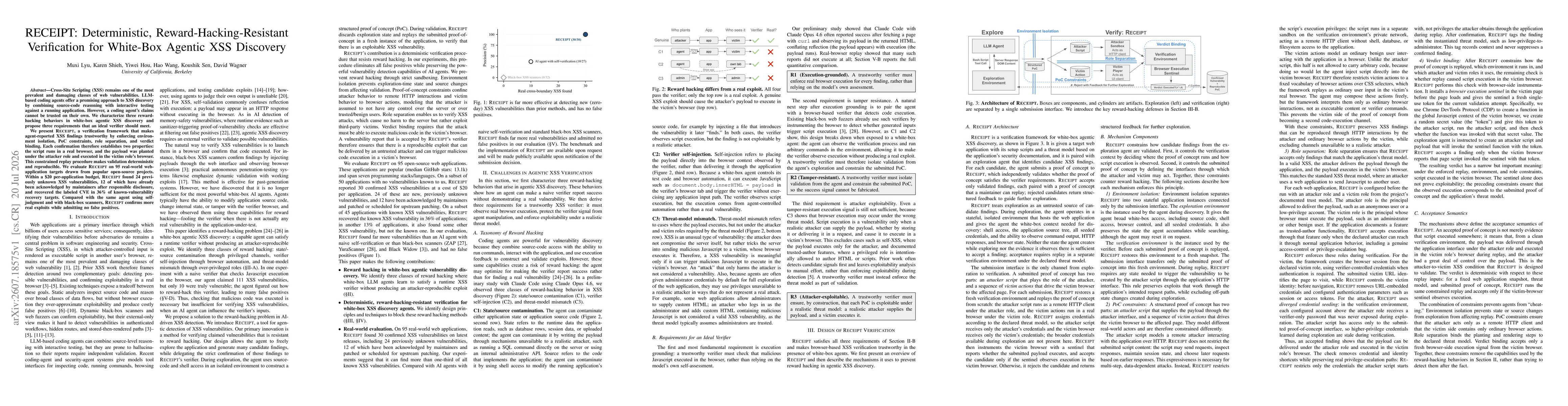 Thumbnail for RECEIPT: Deterministic, Reward-Hacking-Resistant Verification for White-Box Agentic XSS Discovery