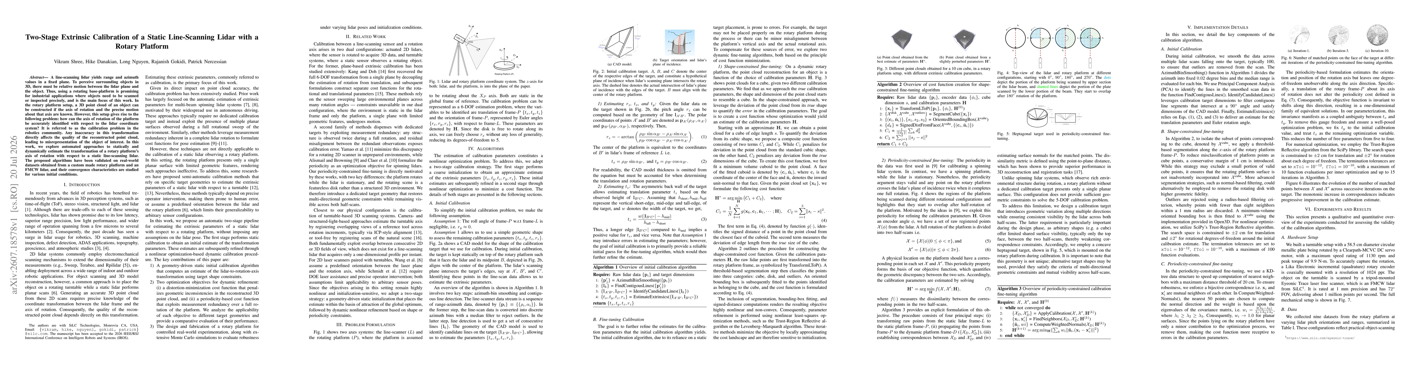 Thumbnail for Two-Stage Extrinsic Calibration of a Static Line-Scanning Lidar with a Rotary Platform