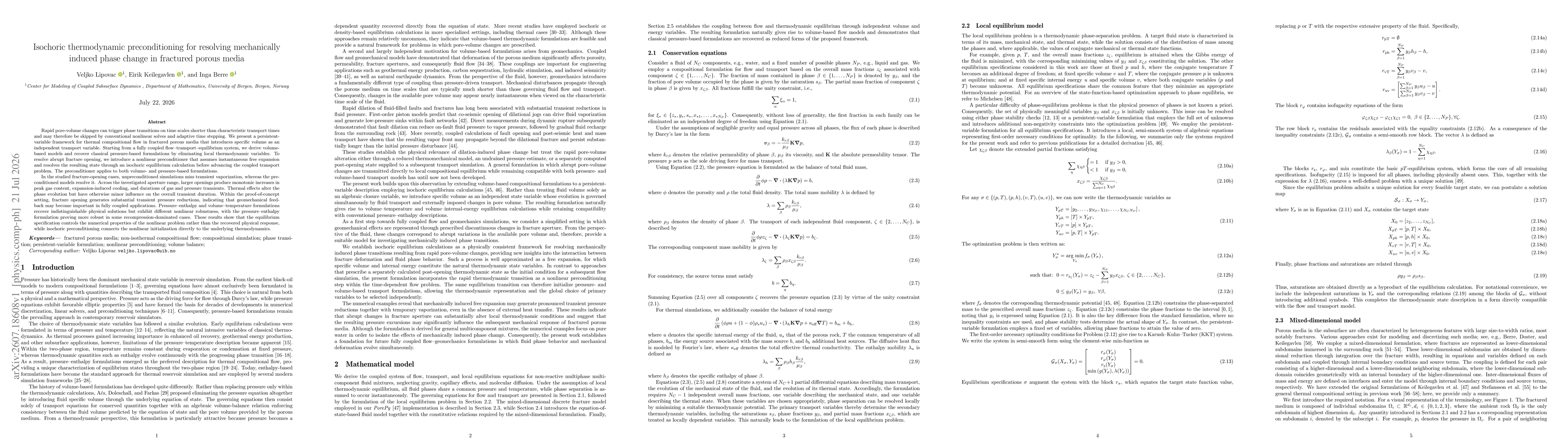 Thumbnail for Isochoric thermodynamic preconditioning for resolving mechanically induced phase change in fractured porous media