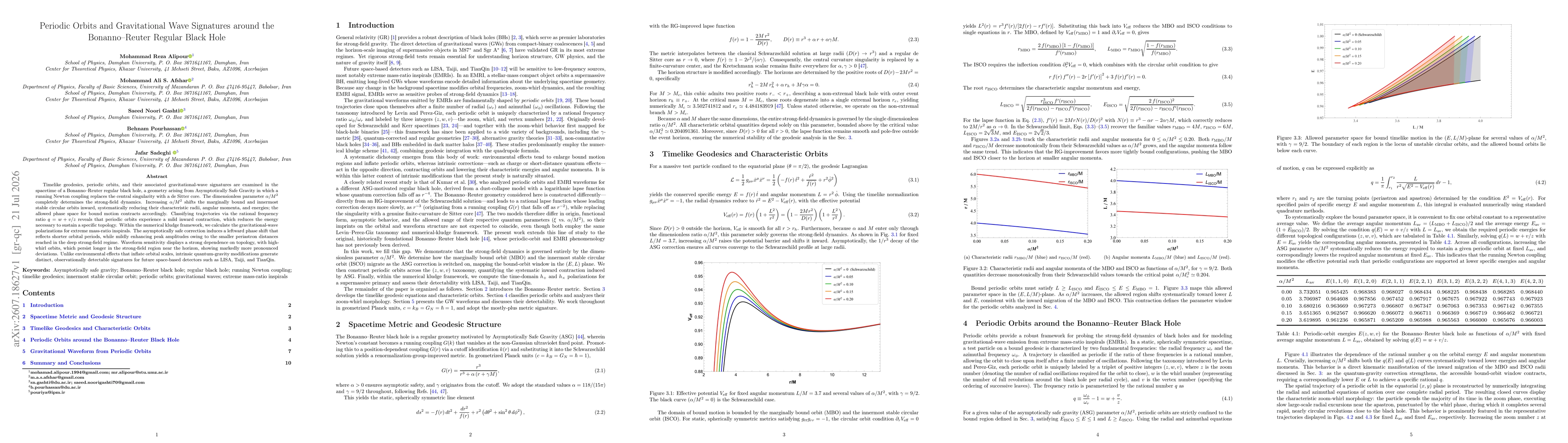 Thumbnail for Periodic Orbits and Gravitational Wave Signatures around the Bonanno--Reuter Regular Black Hole