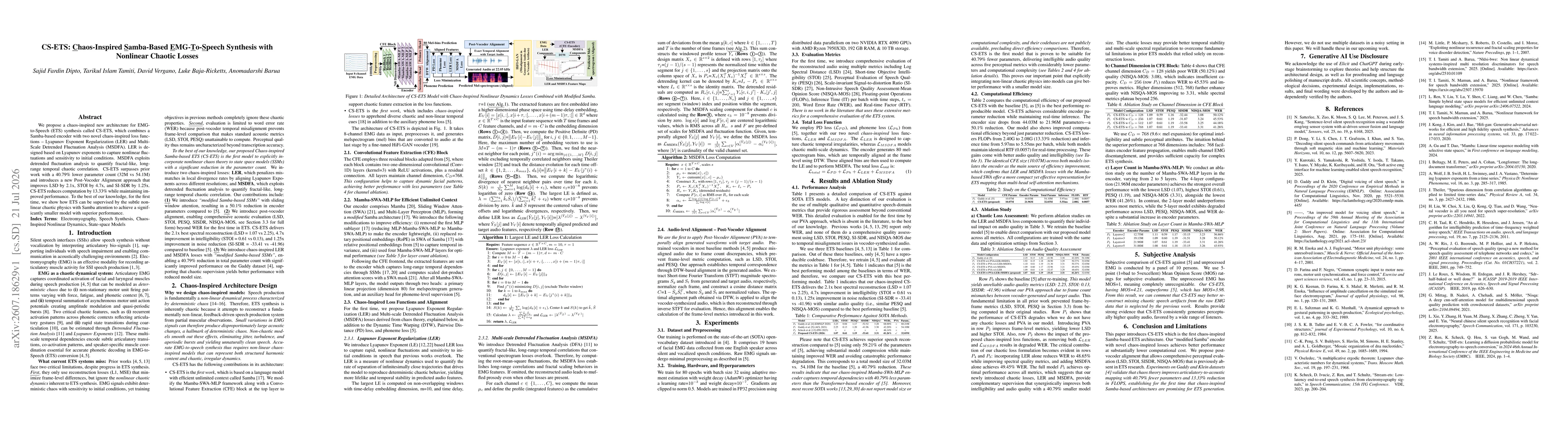 Thumbnail for CS-ETS: Chaos-Inspired Samba-Based EMG-To-Speech Synthesis with Nonlinear Chaotic Losses
