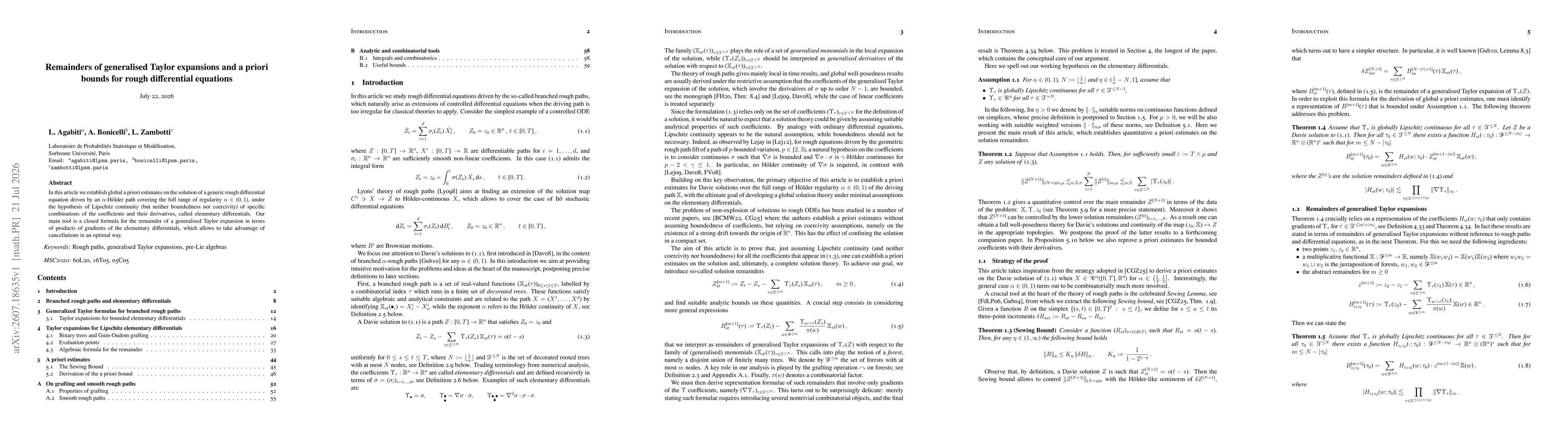 Thumbnail for Remainders of generalised Taylor expansions and a priori bounds for rough differential equations