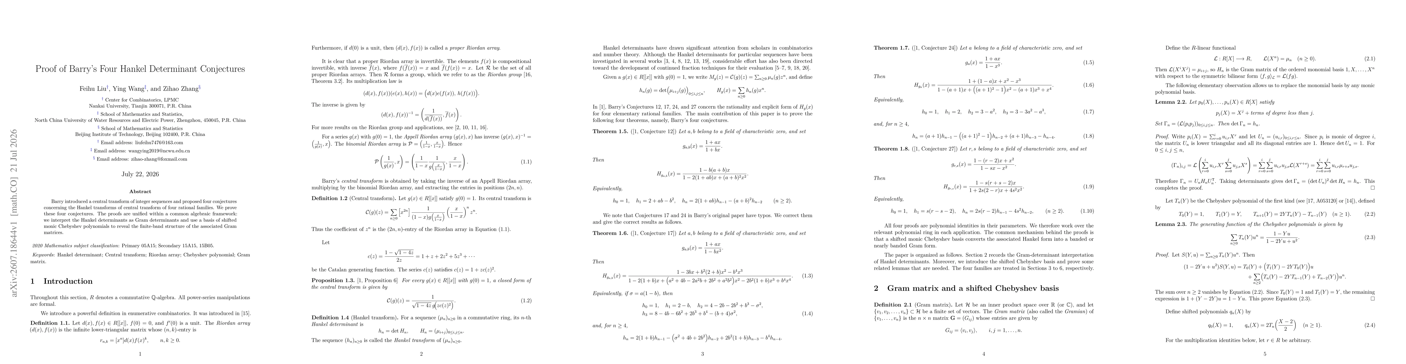 Thumbnail for Proof of Barry's Four Hankel Determinant Conjectures