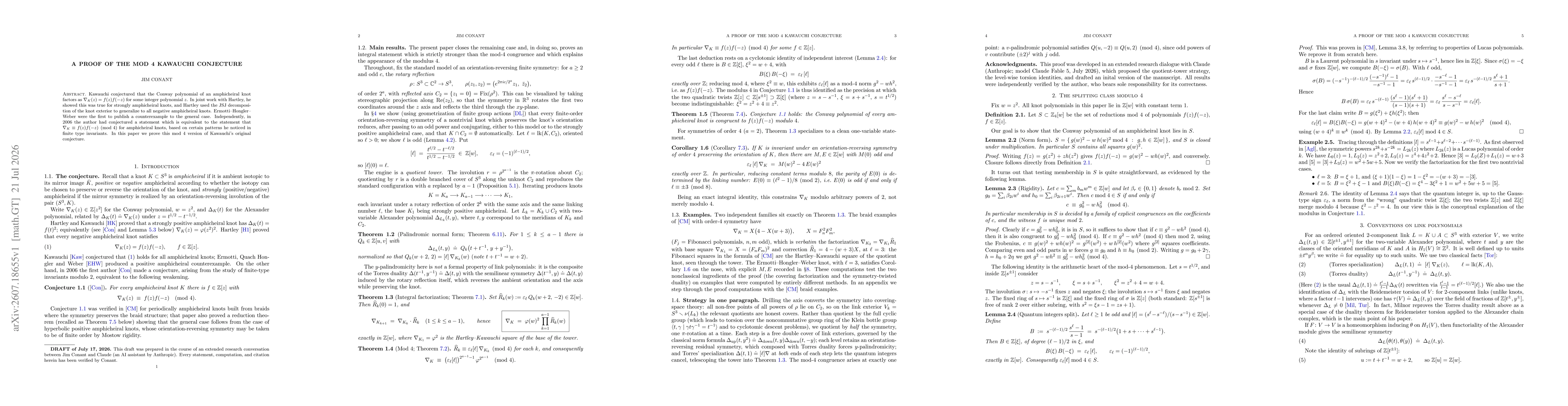Thumbnail for A proof of the mod 4 Kawauchi Conjecture