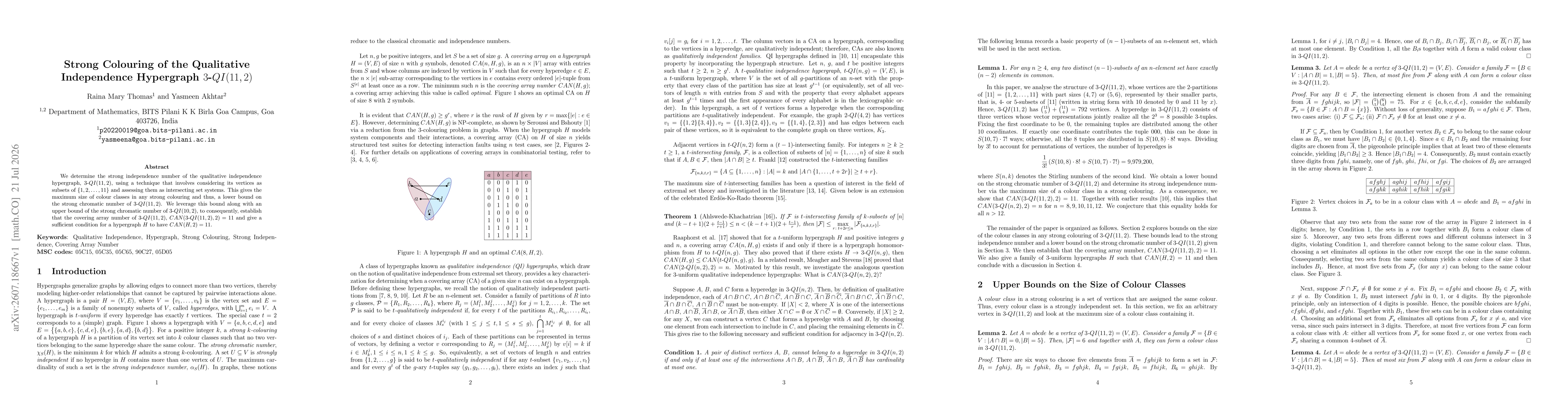 Thumbnail for Strong Colouring of the Qualitative Independence Hypergraph $3\text{-}QI(11,2)$