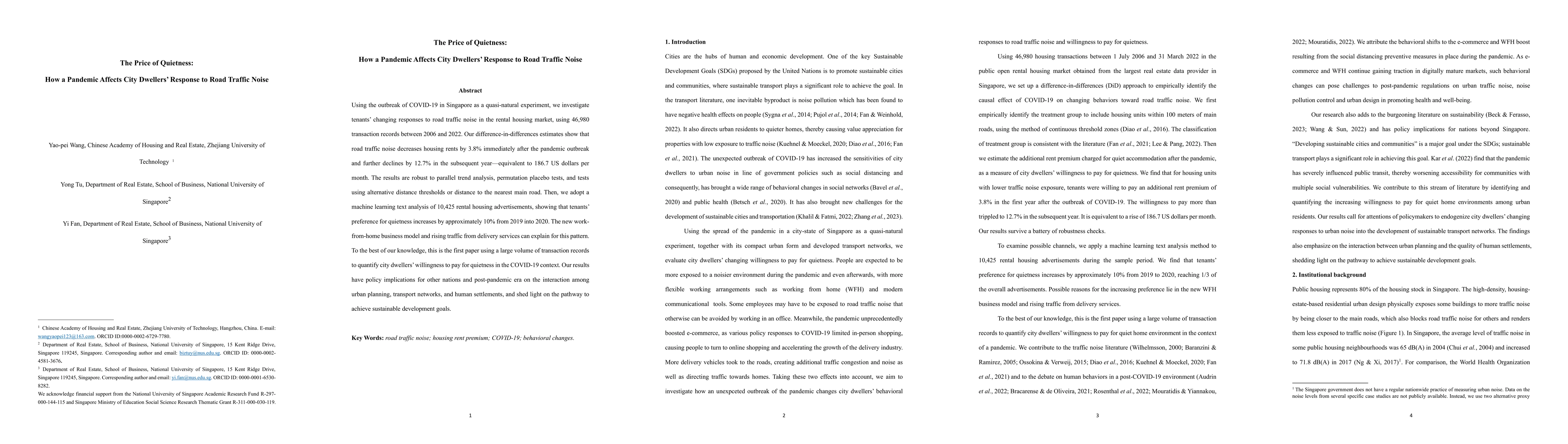 Thumbnail for The Price of Quietness: How a Pandemic Affects City Dwellers' Response to Road Traffic Noise