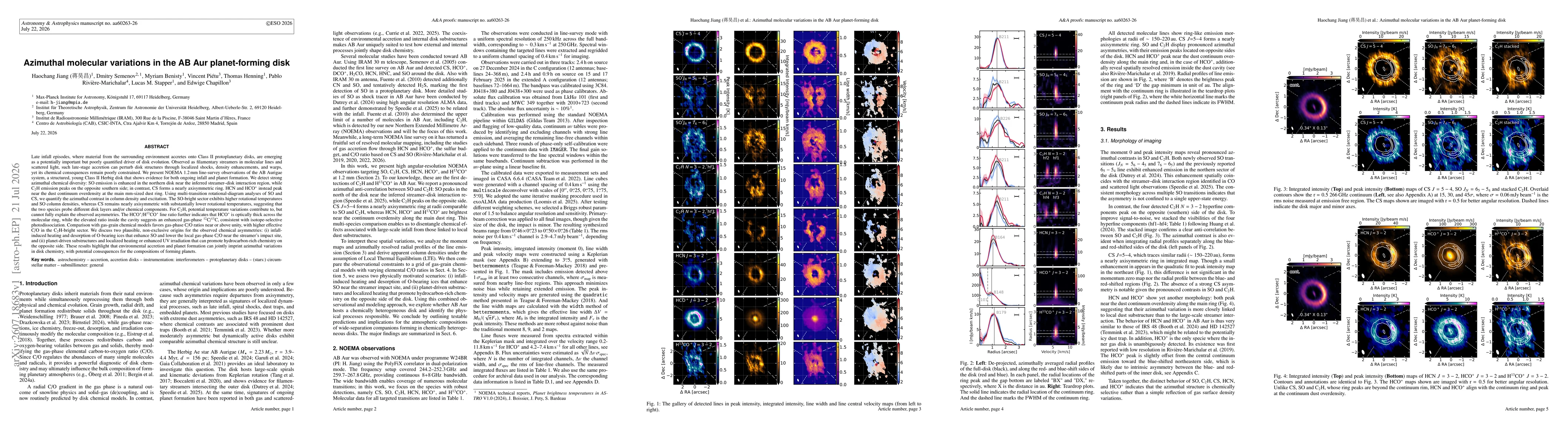 Thumbnail for Azimuthal molecular variations in the AB Aur planet-forming disk
