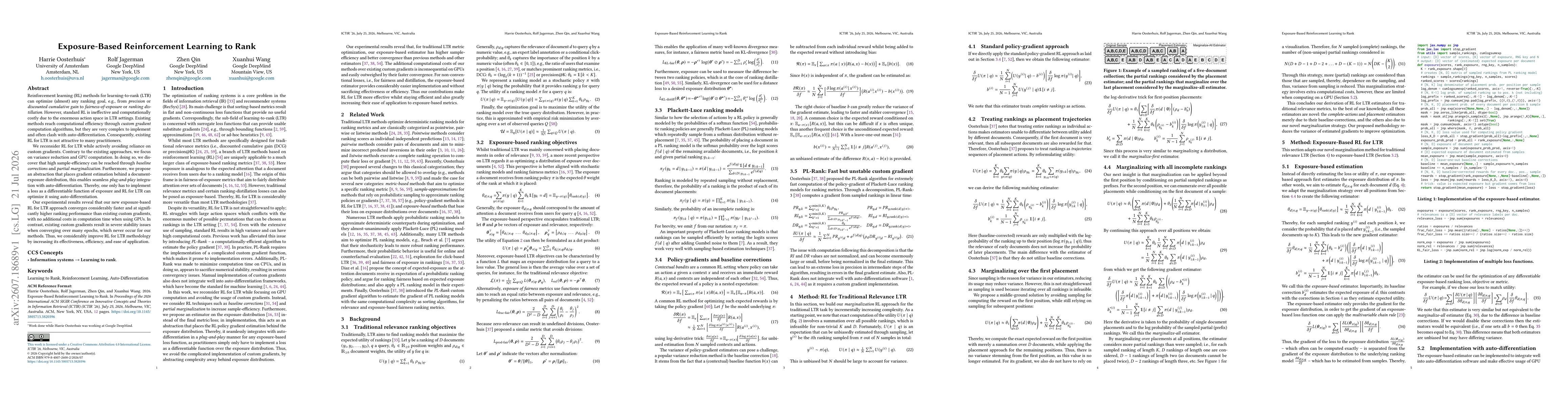 Thumbnail for Exposure-Based Reinforcement Learning to Rank