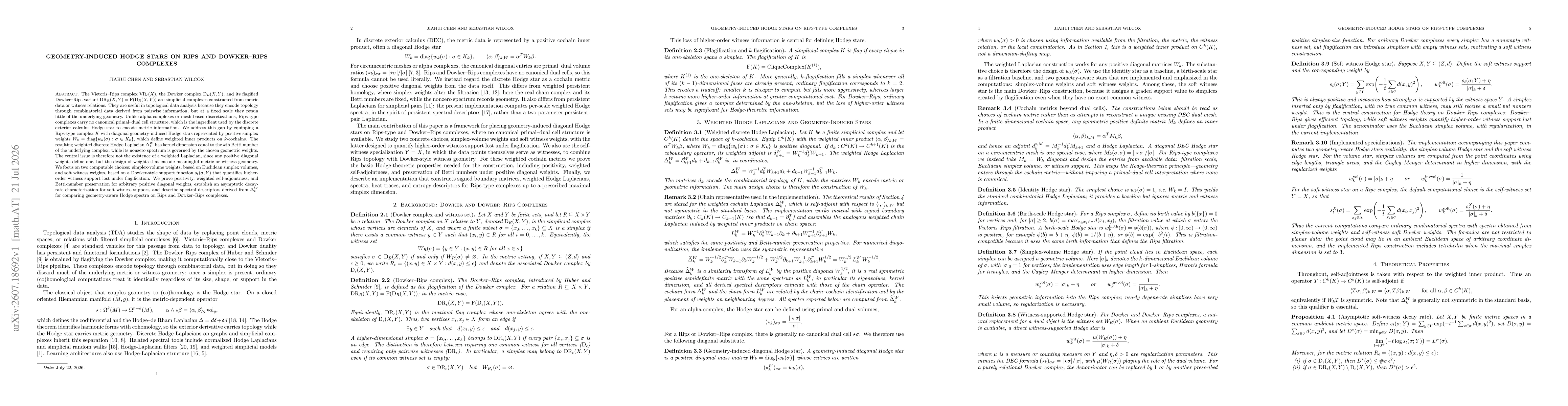 Thumbnail for Geometry-Induced Hodge Stars on Rips and Dowker--Rips Complexes