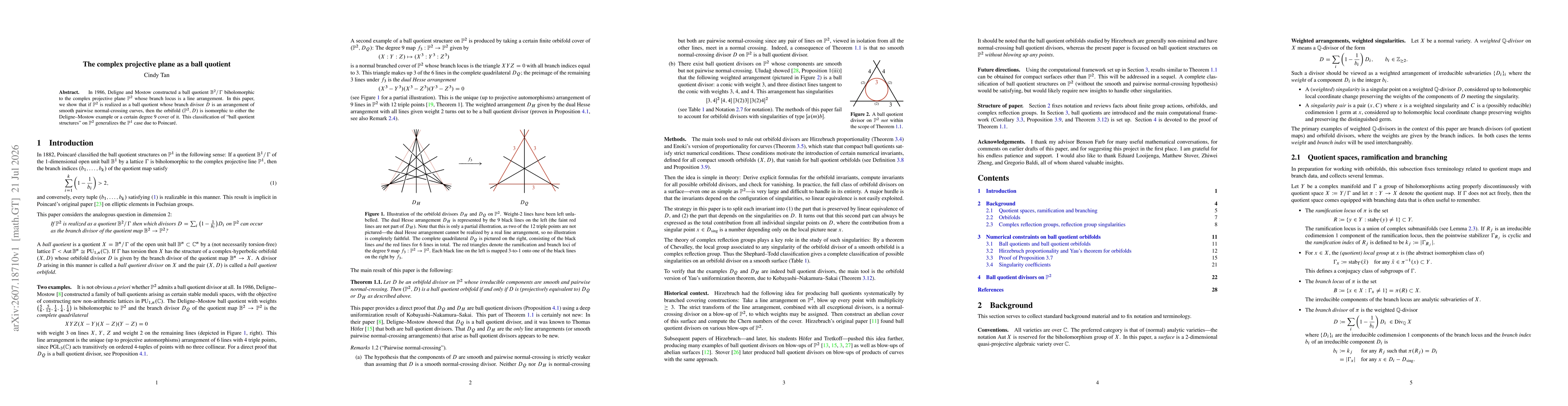 Thumbnail for The complex projective plane as a ball quotient