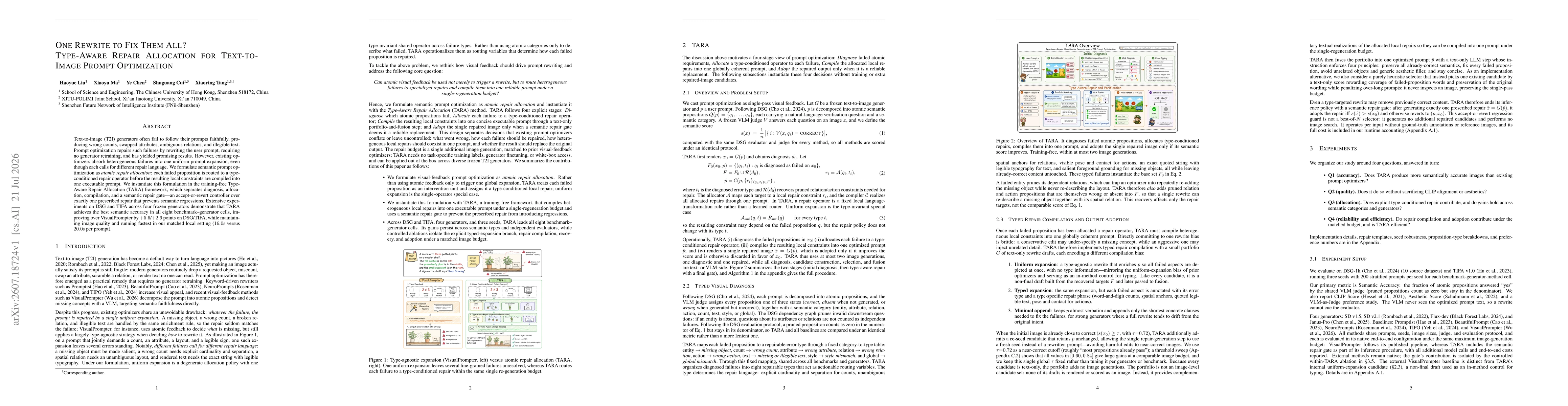 Thumbnail for One Rewrite to Fix Them All? Type-Aware Repair Allocation for Text-to-Image Prompt Optimization