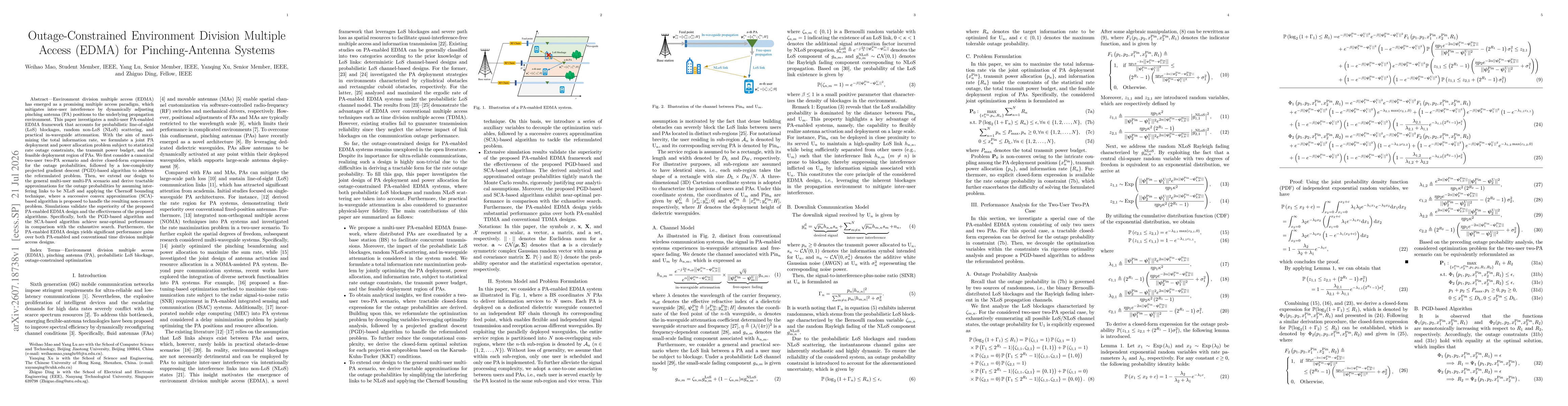 Thumbnail for Outage-Constrained Environment Division Multiple Access (EDMA) for Pinching-Antenna Systems