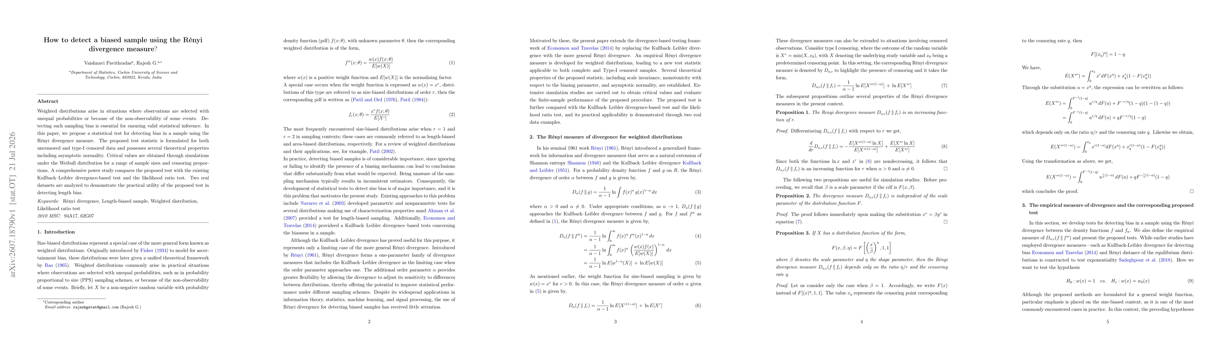 Thumbnail for How to detect a biased sample using the Renyi divergence measure?