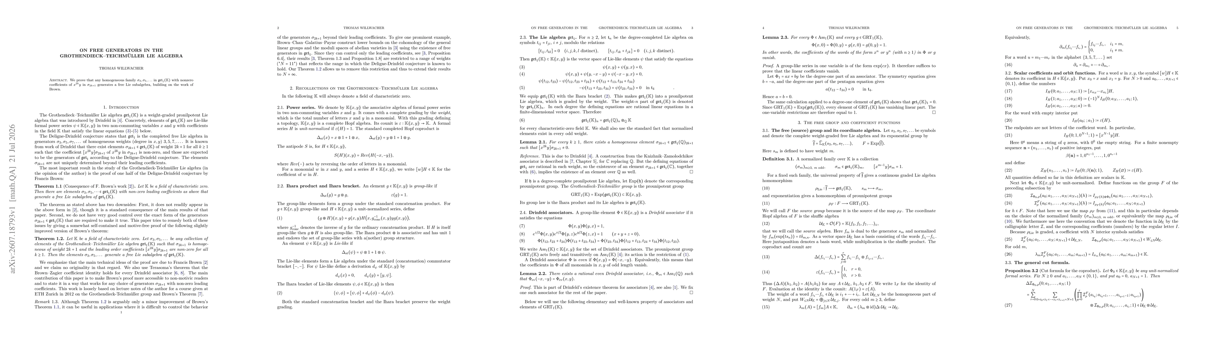 Thumbnail for On free generators in the Grothendieck-Teichmüller Lie Algebra