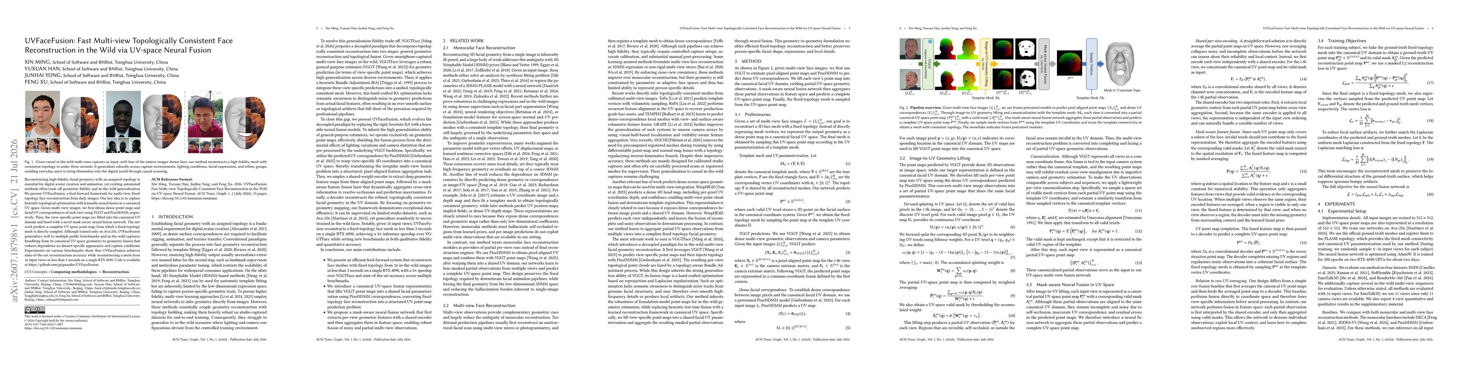 Thumbnail for UVFaceFusion: Fast Multi-view Topologically Consistent Face Reconstruction in the Wild via UV-space Neural Fusion