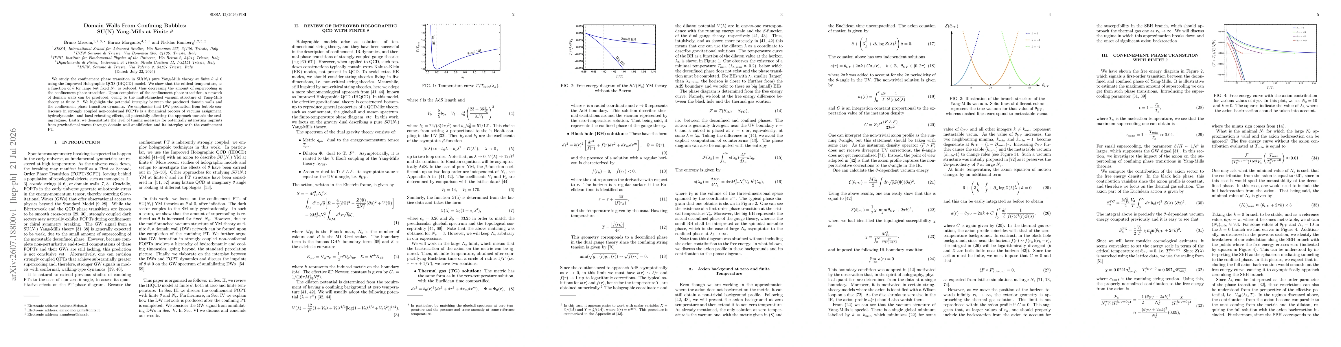 Thumbnail for Domain Walls From Confining Bubbles: $SU(N_{c})$ Yang Mills at Finite $θ$
