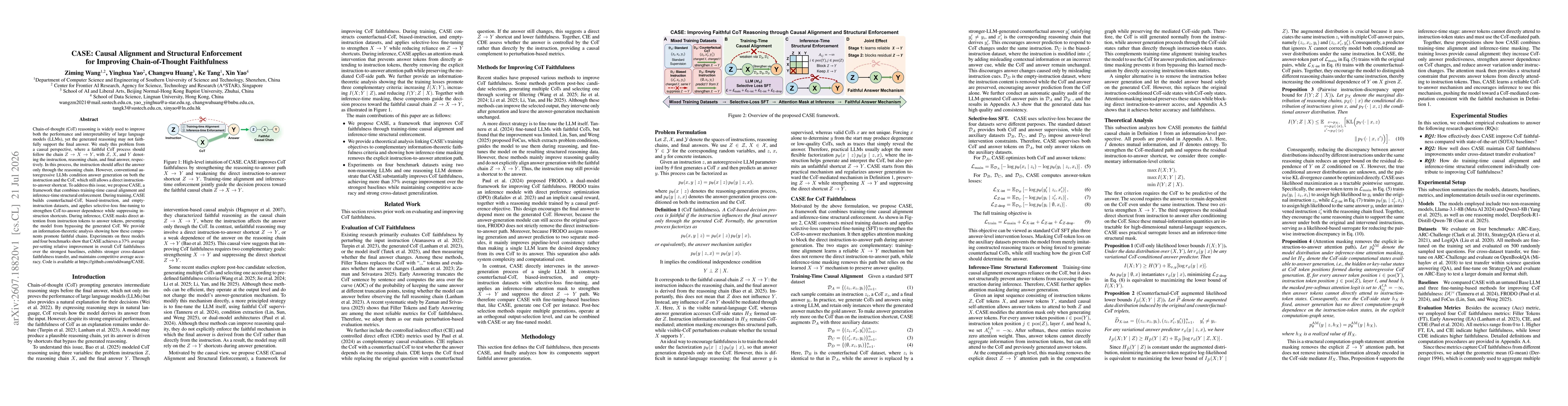 Thumbnail for CASE: Causal Alignment and Structural Enforcement for Improving Chain-of-Thought Faithfulness