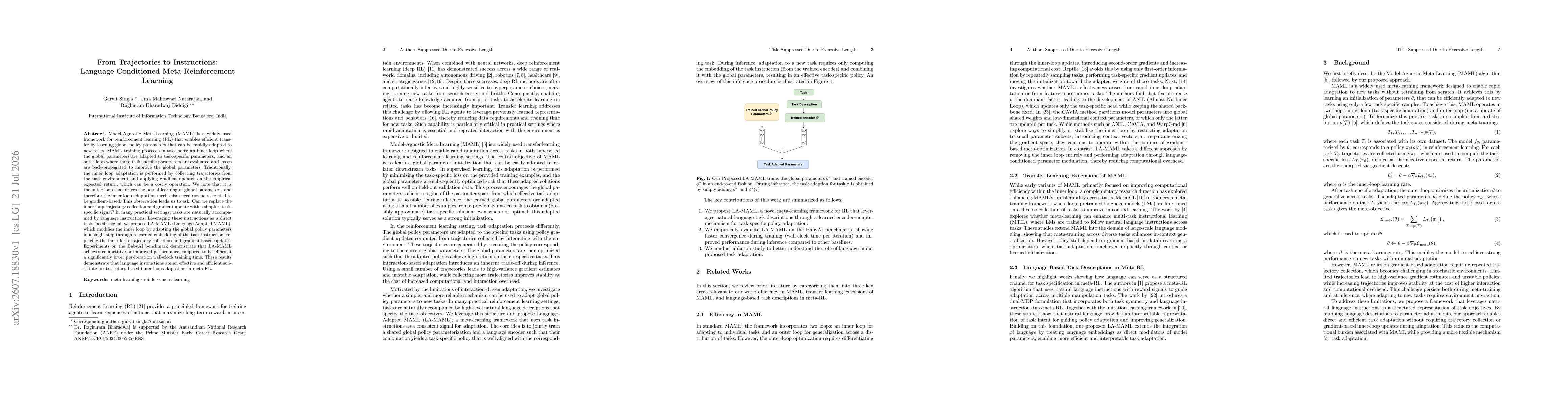 Thumbnail for From Trajectories to Instructions: Language-Conditioned Meta-Reinforcement Learning