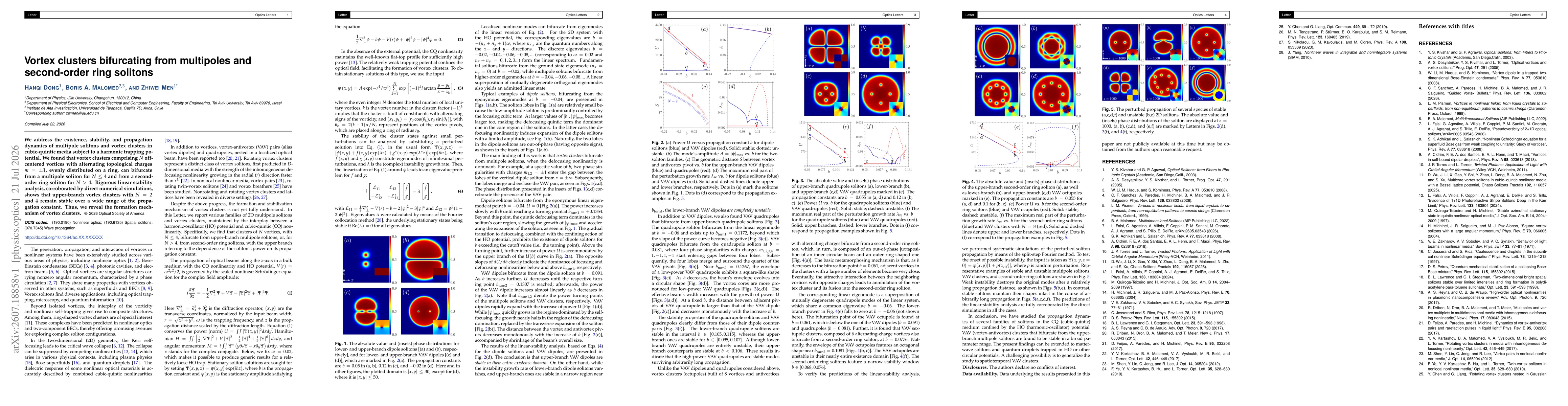 Thumbnail for Vortex clusters bifurcating from multipoles and second-order ring solitons