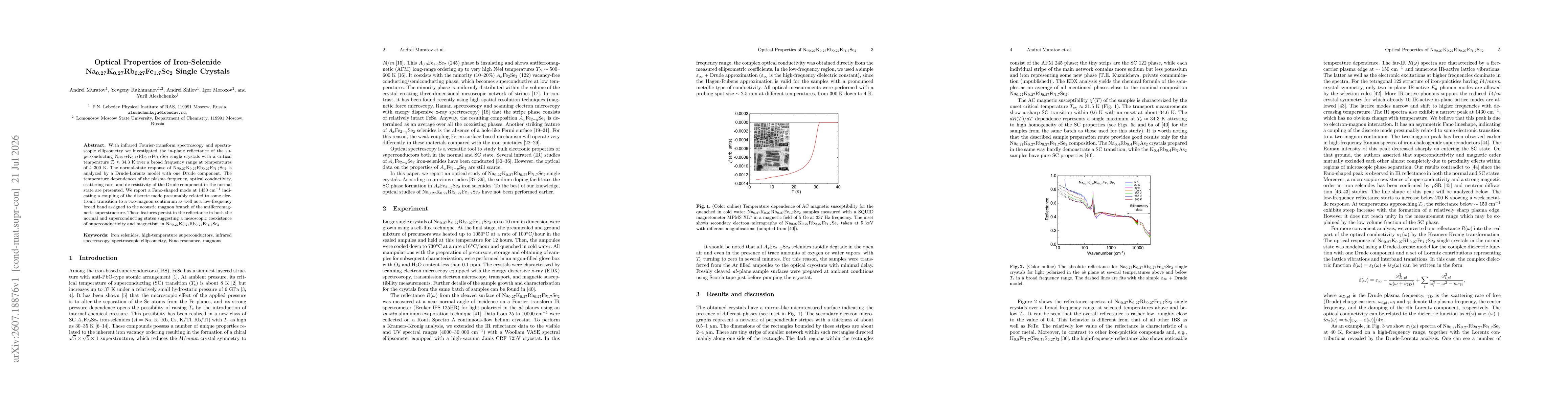 Thumbnail for Optical Properties of Iron-Selenide Na$_{0.27}$K$_{0.27}$Rb$_{0.27}$Fe$_{1.7}$Se$_2$ Single Crystals