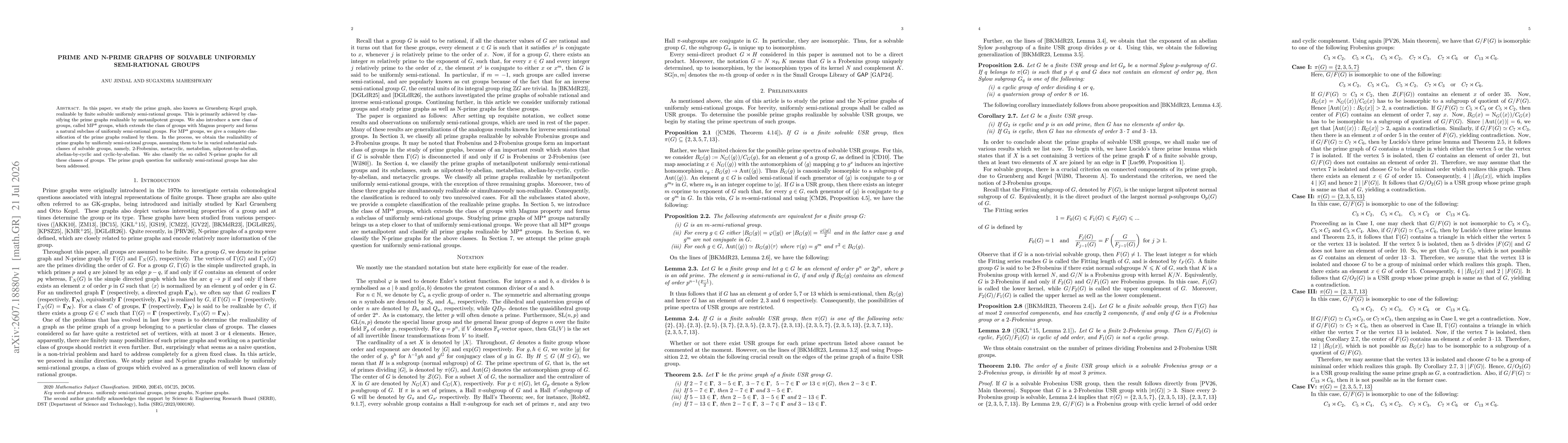 Thumbnail for Prime and N-Prime graphs of solvable uniformly semi-rational groups