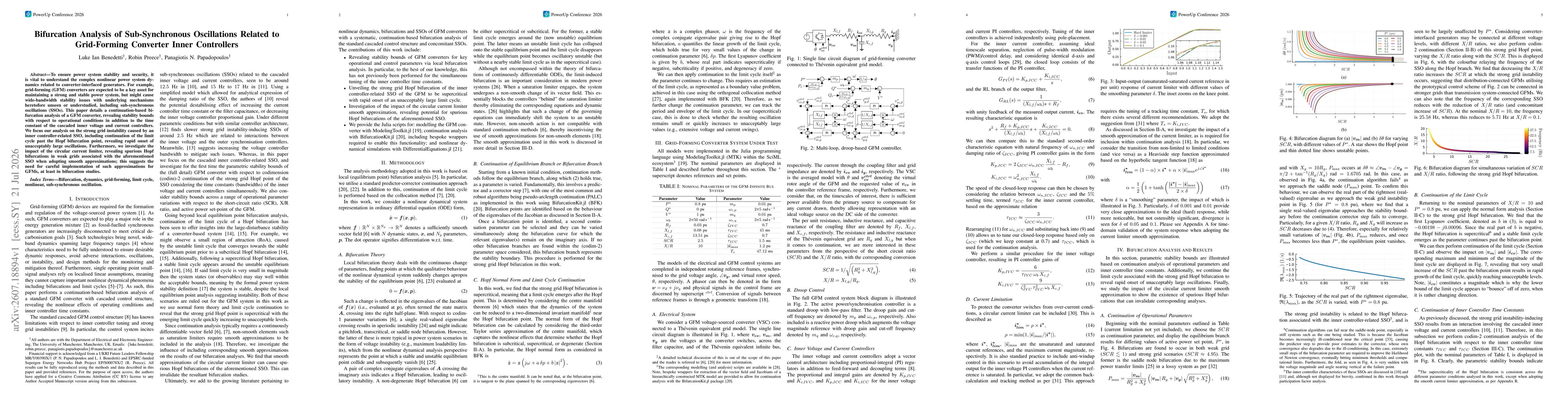 Thumbnail for Bifurcation Analysis of Sub-Synchronous Oscillations Related to Grid-Forming Converter Inner Controllers