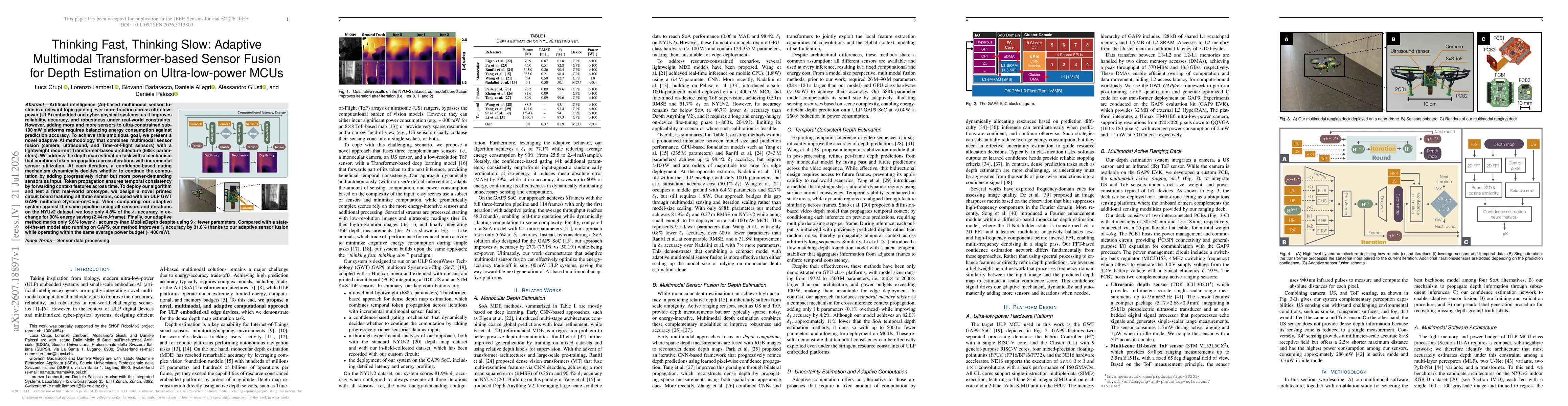 Thumbnail for Thinking Fast, Thinking Slow: Adaptive Multimodal Transformer-based Sensor Fusion for Depth Estimation on Ultra-low-power MCUs