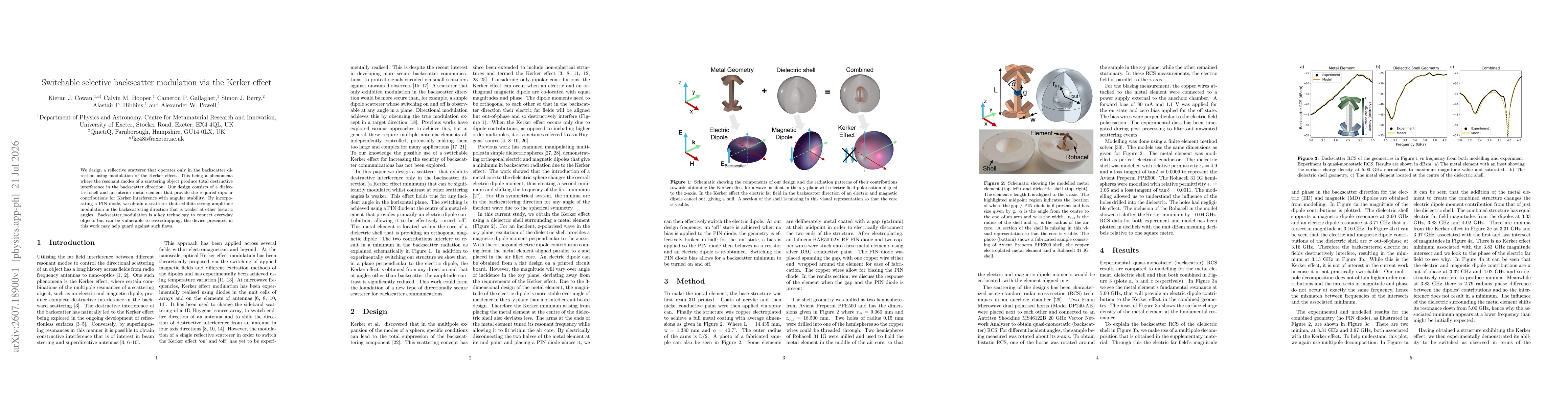 Thumbnail for Switchable selective backscatter modulation via the Kerker effect
