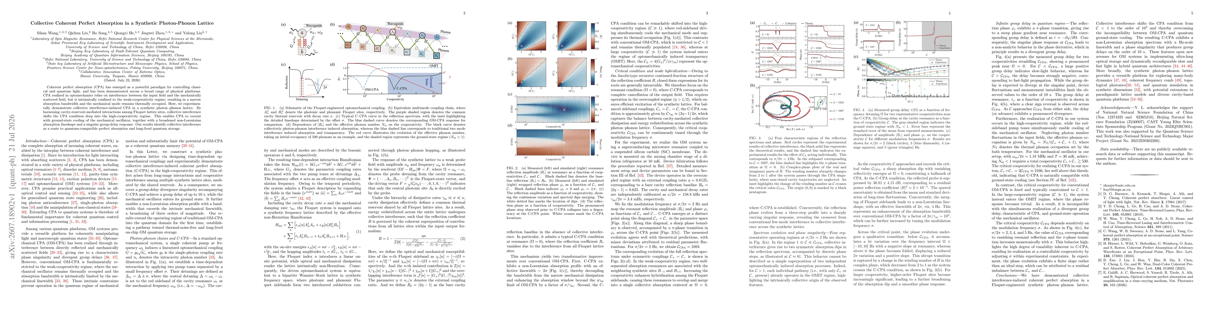 Thumbnail for Collective Coherent Perfect Absorption in a Synthetic Photon-Phonon Lattice