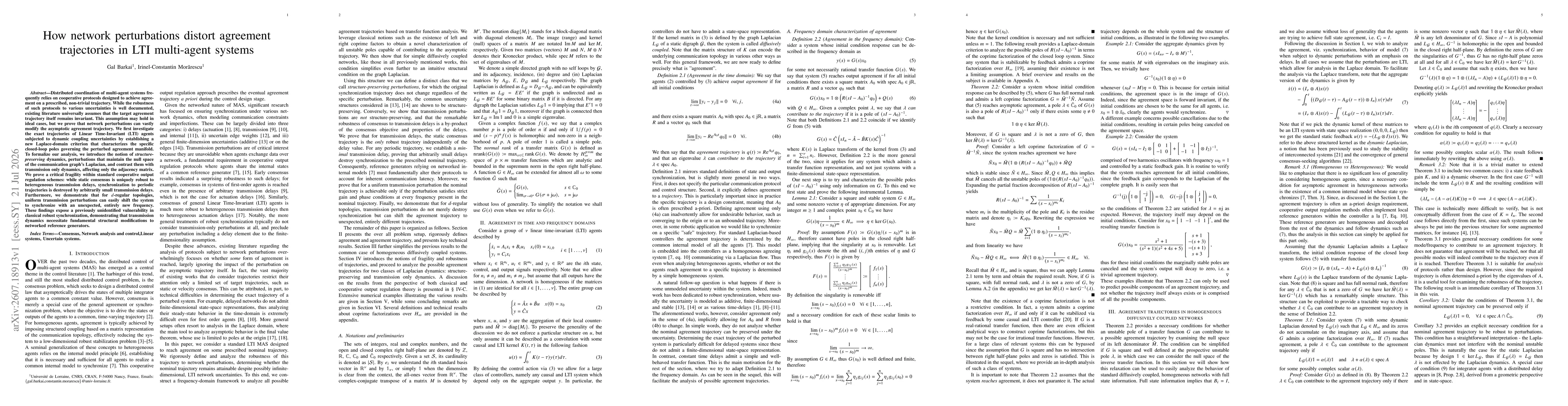 Thumbnail for How network perturbations distort agreement trajectories in LTI multi-agent systems