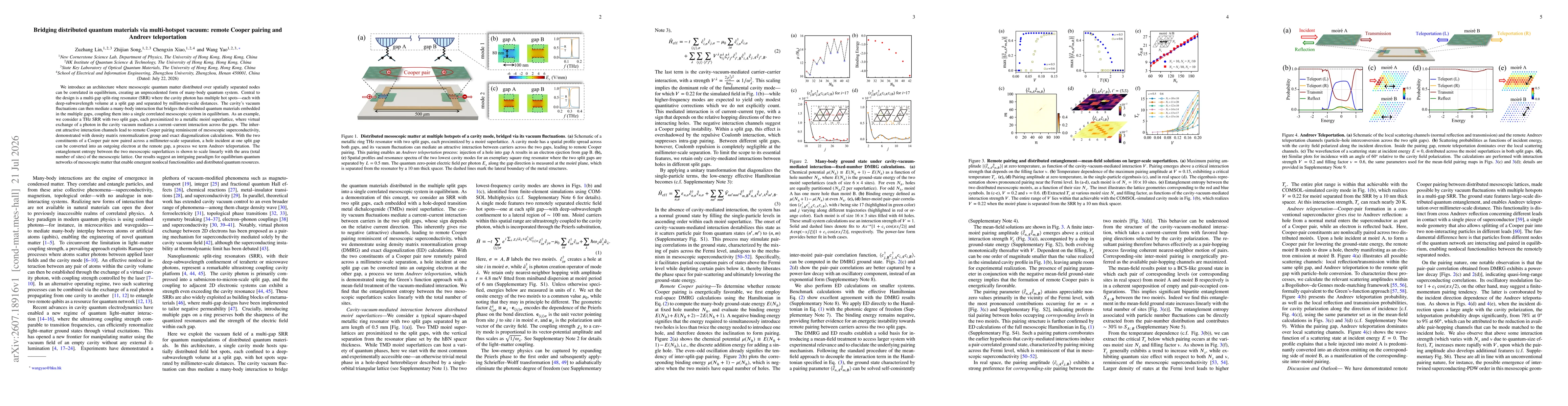 Thumbnail for Bridging distributed quantum materials via multi-hotspot vacuum: remote Cooper pairing and Andreev teleportation