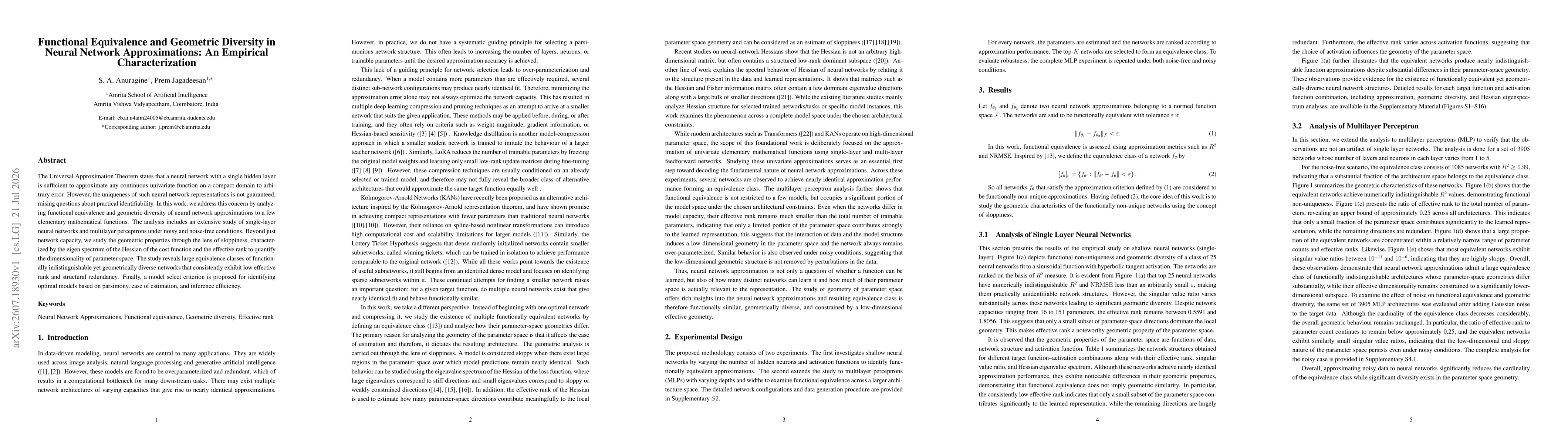 Thumbnail for Functional Equivalence and Geometric Diversity in Neural Network Approximations: An Empirical Characterization