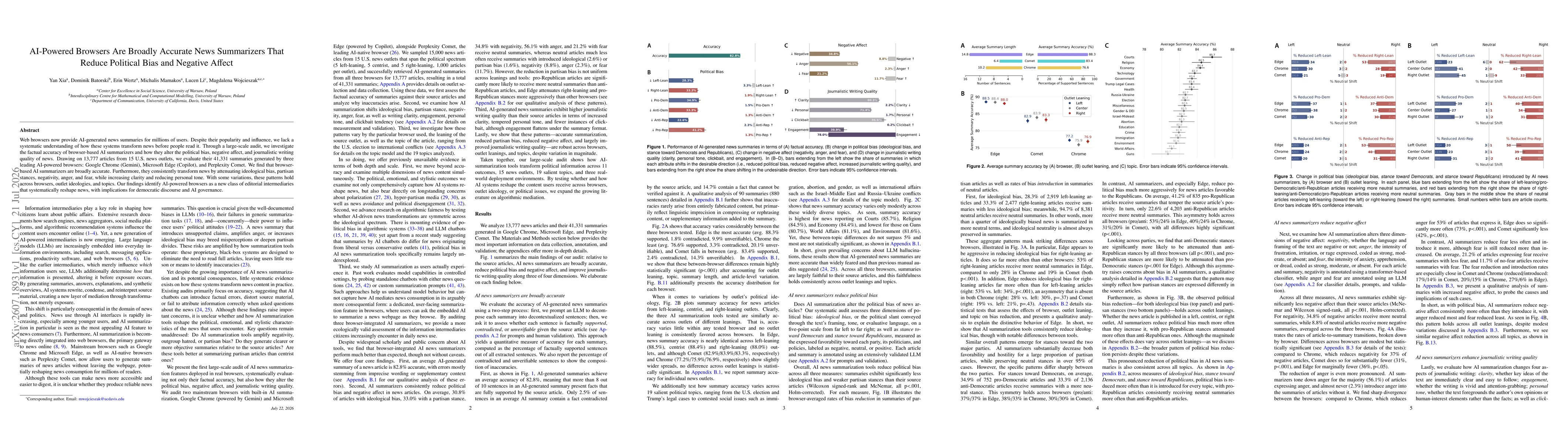 Thumbnail for AI-Powered Browsers Are Broadly Accurate News Summarizers That Reduce Political Bias and Negative Affect