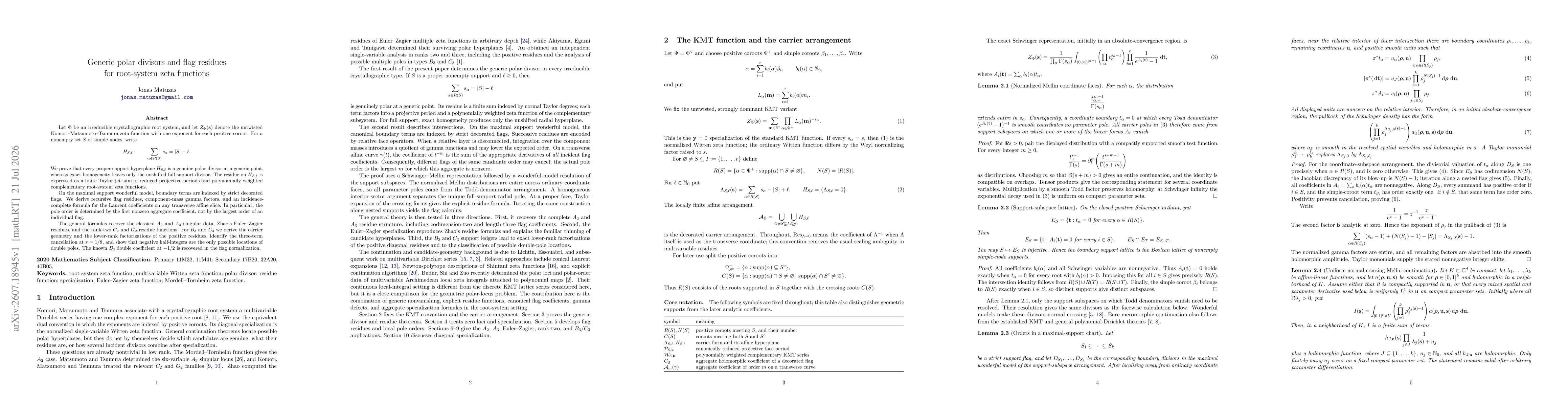 Thumbnail for Generic polar divisors and flag residues for root-system zeta functions
