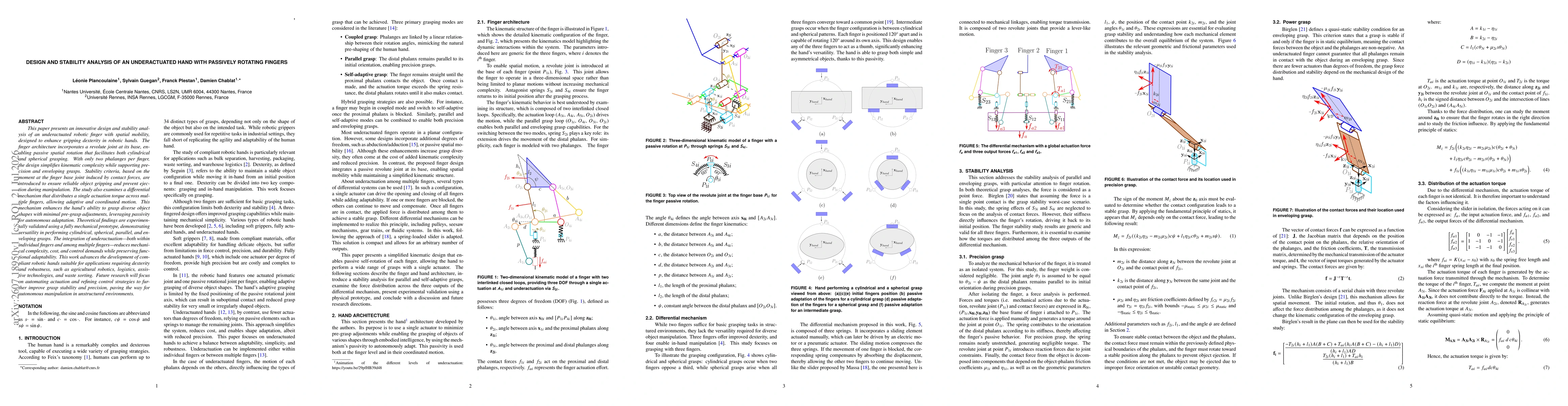 Thumbnail for Design and stability analysis of an underactuated hand with passively rotating fingers