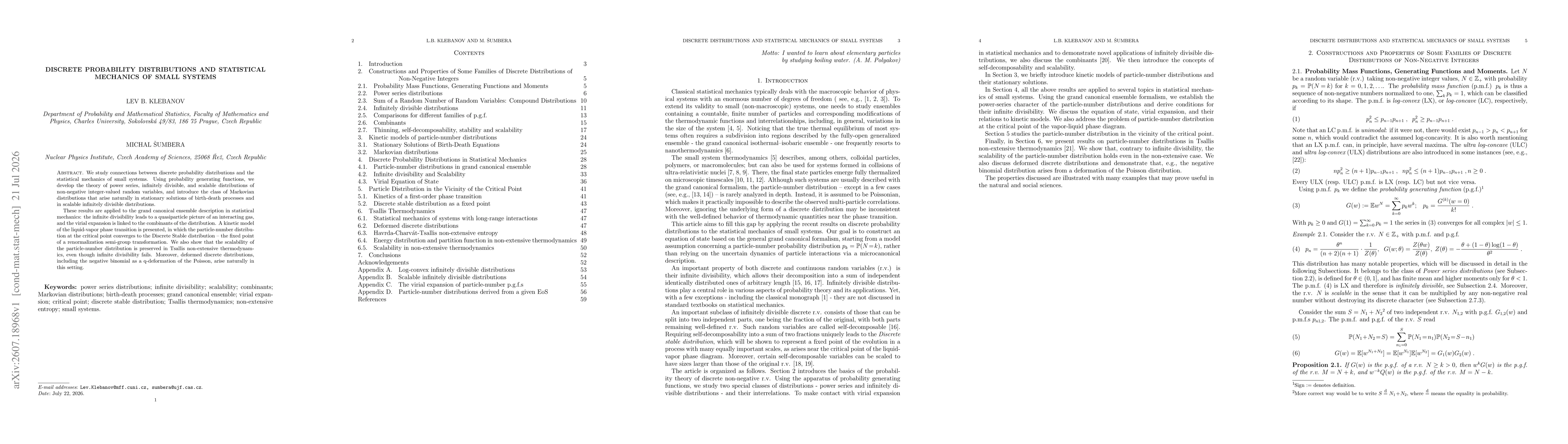 Thumbnail for Discrete distributions and statistical mechanics of small systems