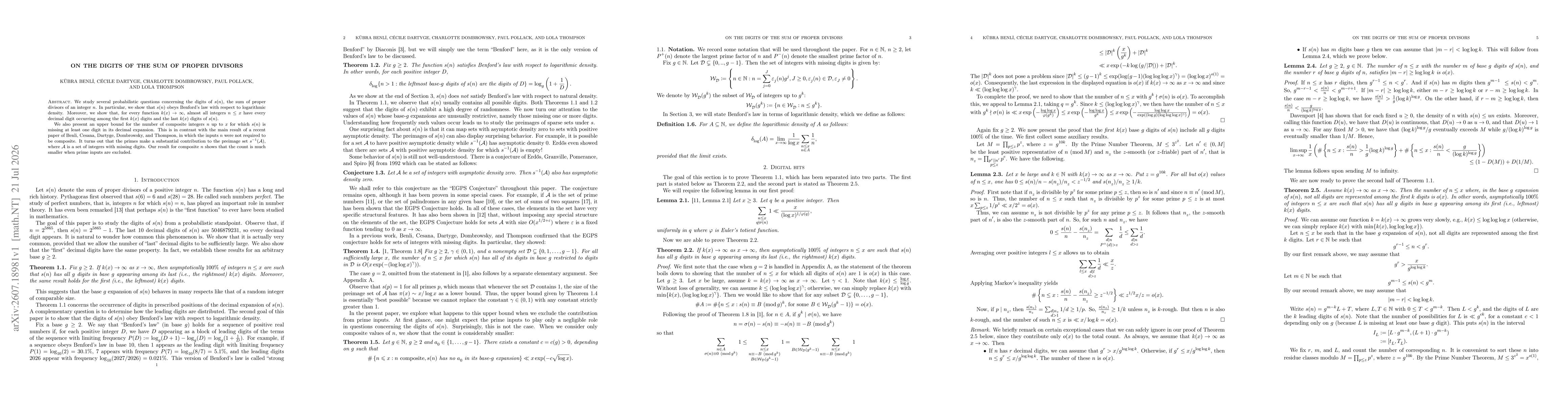Thumbnail for On the digits of the sum of proper divisors