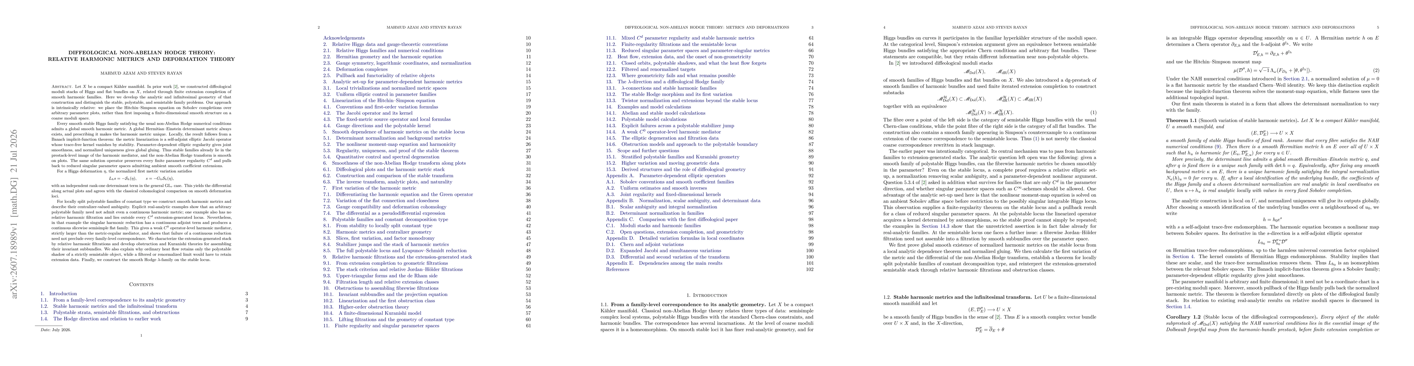 Thumbnail for Diffeological non-Abelian Hodge theory: relative harmonic metrics and deformation theory