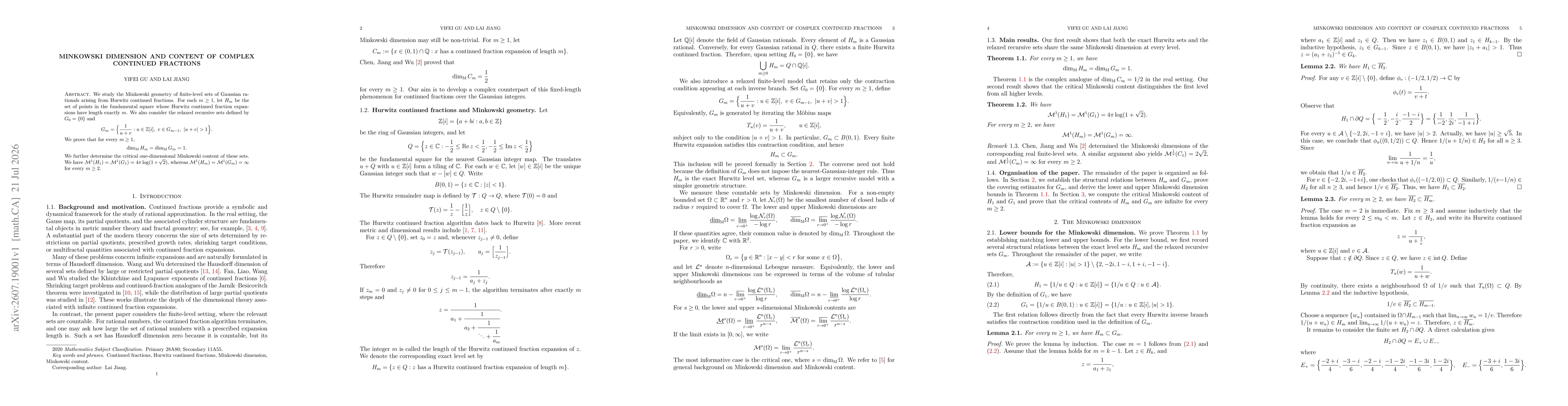 Thumbnail for Minkowski dimension and content of complex continued fractions