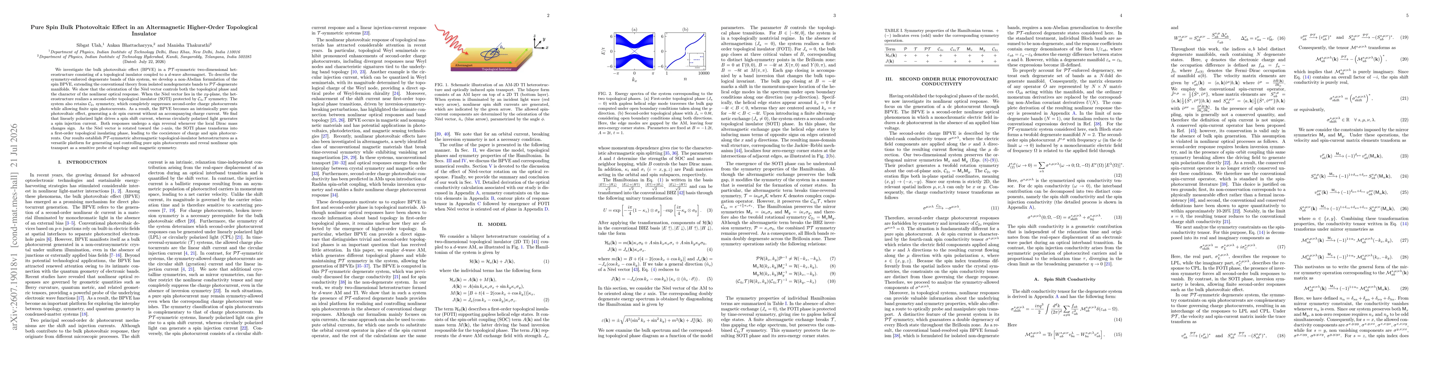 Thumbnail for Pure Spin Bulk Photovoltaic Effect in an Altermagnetic Higher-Order Topological Insulator