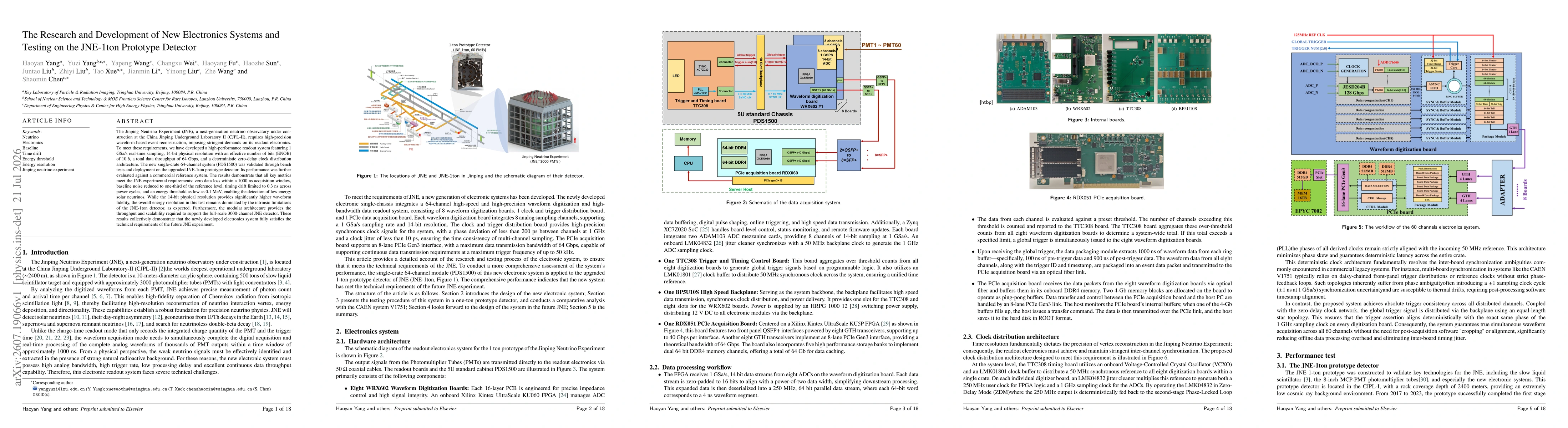 Thumbnail for The Research and Development of New Electronics Systems and Testing on the JNE-1ton Prototype Detector