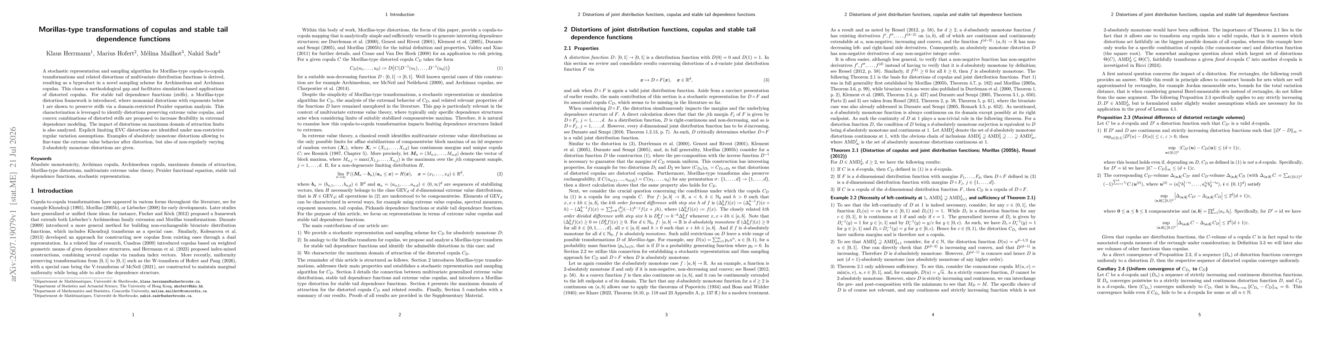 Thumbnail for Morillas-type transformations of copulas and stable tail dependence functions